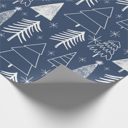 Weihnachtsbaum - Evergreen Tree - Pine Tree Blue Geschenkpapier (Ecke)