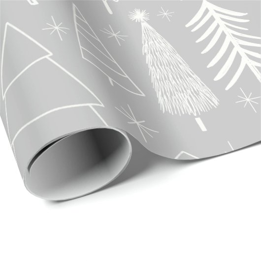 Weihnachtsbaum - Evergreen Tree - Pine Tree Gray Geschenkpapier (Rolleneckpunkt)