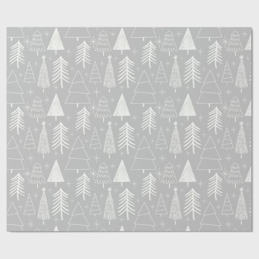 Weihnachtsbaum - Evergreen Tree - Pine Tree Gray Geschenkpapier (Flach)