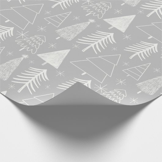 Weihnachtsbaum - Evergreen Tree - Pine Tree Gray Geschenkpapier (Ecke)