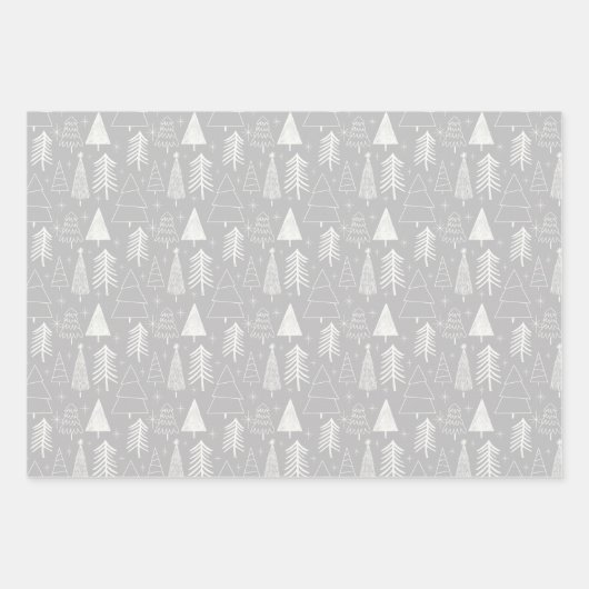 Weihnachtsbaum - Evergreen Tree - Pine Tree Gray Geschenkpapier Set (Vorderseite 3)