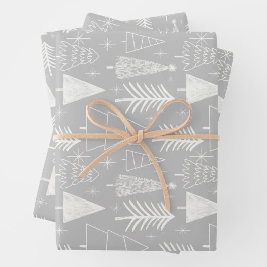 Weihnachtsbaum - Evergreen Tree - Pine Tree Gray Geschenkpapier Set (Beispiel)