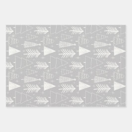 Weihnachtsbaum - Evergreen Tree - Pine Tree Gray Geschenkpapier Set