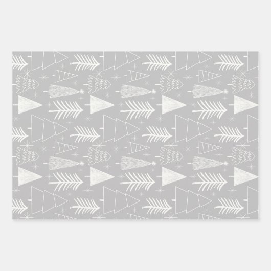 Weihnachtsbaum - Evergreen Tree - Pine Tree Gray Geschenkpapier Set (Vorderseite)