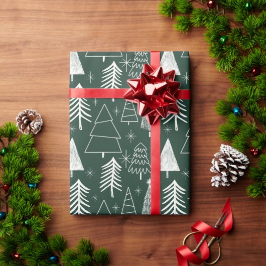 Weihnachtsbaum - Evergreen Tree - Pine Tree Green Geschenkpapier (Feiertagsgeschenk)