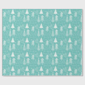 Weihnachtsbaum-Evergreen Tree-Pine Tree Light Blue Geschenkpapier (Flach)