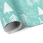 Weihnachtsbaum-Evergreen Tree-Pine Tree Light Blue Geschenkpapier (Rolleneckpunkt)