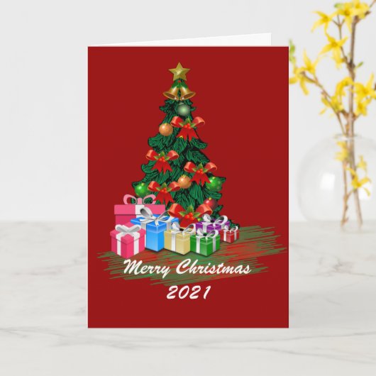 Weihnachtsbaum-Faltkarte Karte (Gelbe Blume)