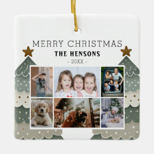 Weihnachtsbaum-Familie 6-Foto-Collage  Keramikornament