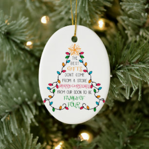 Weihnachtsbaum Familie von 4 Schwangerschaftsankün Keramik Ornament