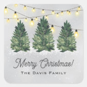 Weihnachtsbaum-Familienferien Quadratischer Aufkleber (Vorderseite)