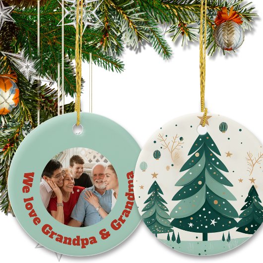 Weihnachtsbaum Familienname & Foto Keramik Ornament