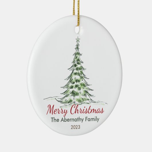 Weihnachtsbaum Familienname und Jahr Keramik Ornament (Rechts)