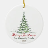Weihnachtsbaum Familienname und Jahr Keramik Ornament (Vorne)