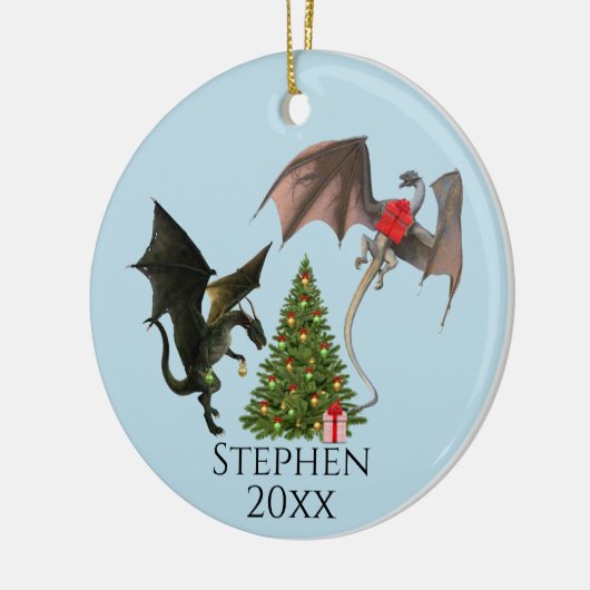 Weihnachtsbaum Fantasy Dragon Keramik Ornament (Links)