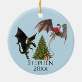 Weihnachtsbaum Fantasy Dragon Keramik Ornament (Hinten)