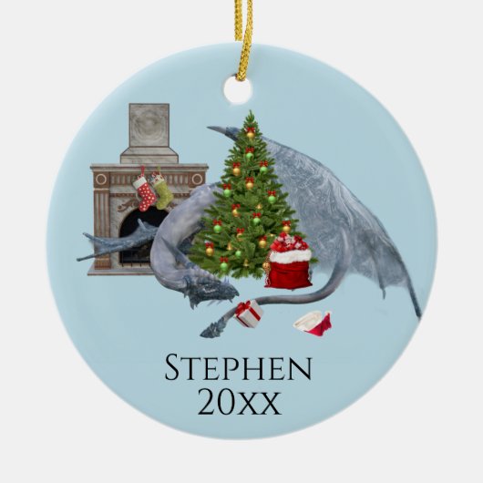 Weihnachtsbaum Fantasy Dragon Keramik Ornament (Vorne)