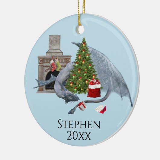 Weihnachtsbaum Fantasy Dragon Keramik Ornament (Links)