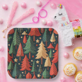 Weihnachtsbaum farbenfrohe Muster Pappteller (Party)