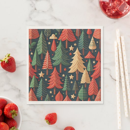 Weihnachtsbaum farbenfrohe Muster Serviette (Beispiel)