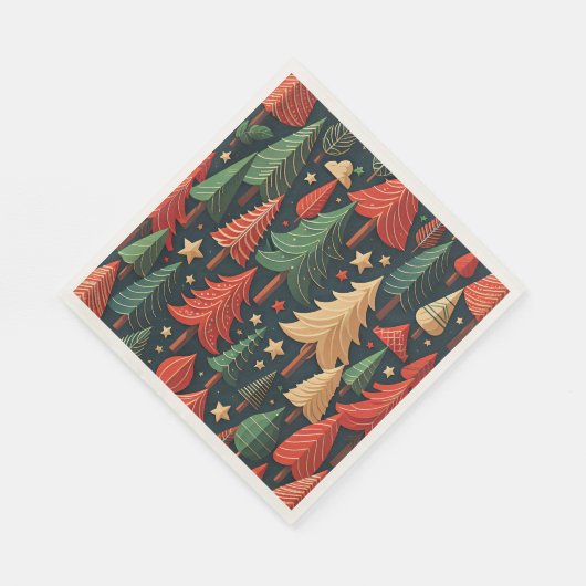 Weihnachtsbaum farbenfrohe Muster Serviette (Ecke)