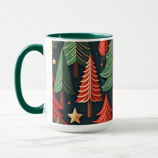 Weihnachtsbaum farbenfrohe Muster Tasse (Links)