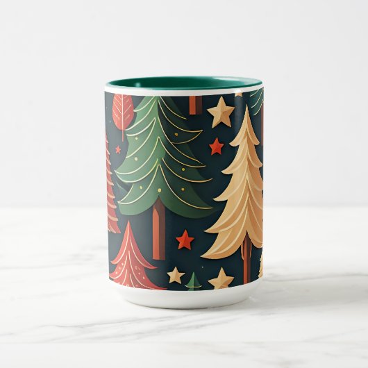 Weihnachtsbaum farbenfrohe Muster Tasse (Zentrum)