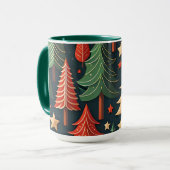 Weihnachtsbaum farbenfrohe Muster Tasse (Vorderseite Links)