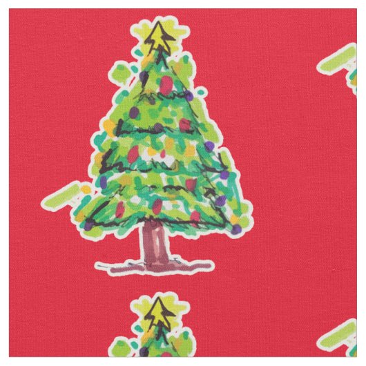 Weihnachtsbaum Farbige Illustration Stoff (Nahaufnahme)