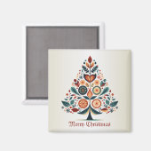 Weihnachtsbaum Farbige Skandinavien Volkskunst Magnet (Vorderseite/Rückseite)