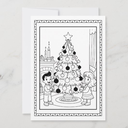 Weihnachtsbaum-Farbkarte für Kinder Feiertagskarte (Vorderseite)