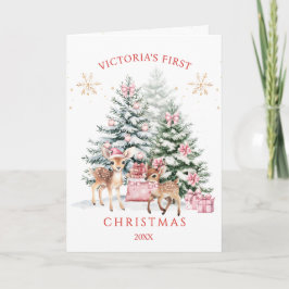 Weihnachtsbaum Fawn Baby's First Christmas Karte