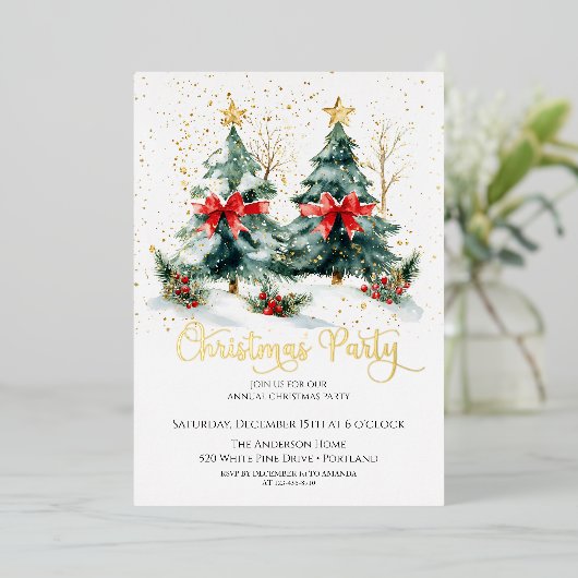 Weihnachtsbaum-Feier Folieneinladung (Stehend vorne)