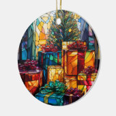 Weihnachtsbaum feierliche Geschenke festgehalten G Keramik Ornament (Links)