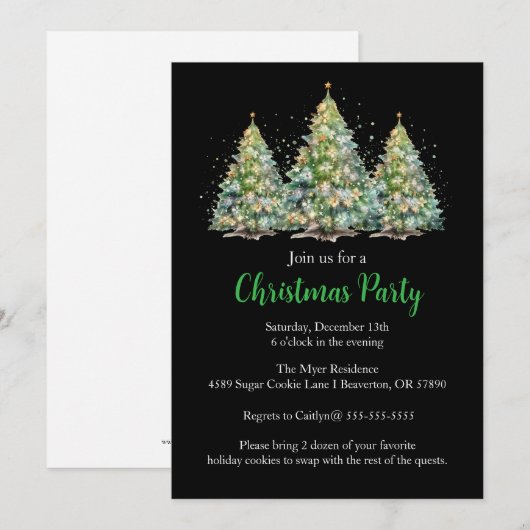 Weihnachtsbaum Feiertag einladen Einladung (Vorne/Hinten)
