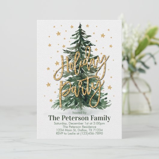 Weihnachtsbaum Feiertag Einladung (Stehend Vorderseite)
