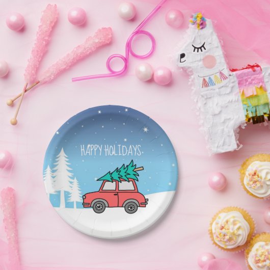 Weihnachtsbaum Feiertage Papier Teller 7" (Party)