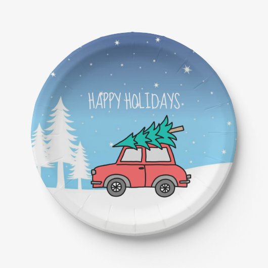 Weihnachtsbaum Feiertage Papier Teller 7" (Vorderseite)