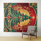 Weihnachtsbaum-Feiertags-Hintergrund Wandteppich (Beispiel (Horizontal))