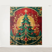 Weihnachtsbaum-Feiertags-Hintergrund Wandteppich (Vorderseite)
