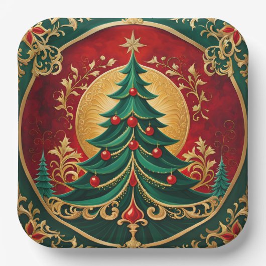 Weihnachtsbaum-Feiertags-Papierplatte Pappteller (Vorderseite)