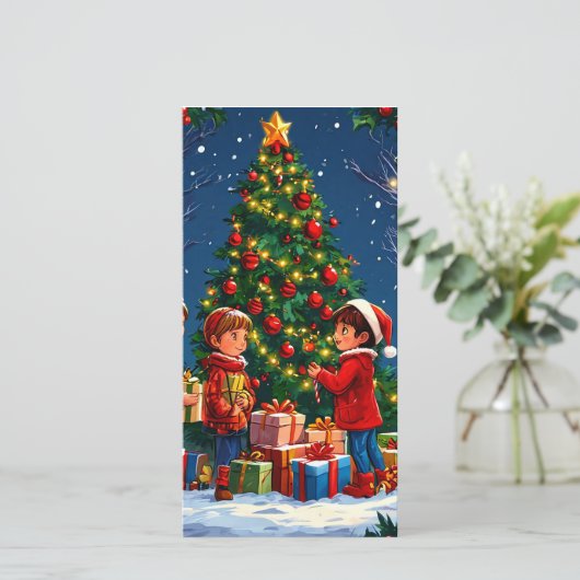 Weihnachtsbaum Feiertagskarte (Stehend Vorderseite)