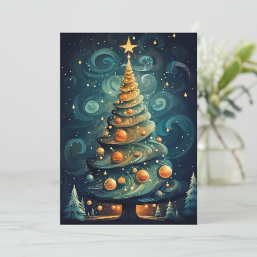 Weihnachtsbaum Feiertagskarte (Stehend Vorderseite)