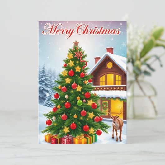 Weihnachtsbaum Feiertagskarte (Stehend Vorderseite)