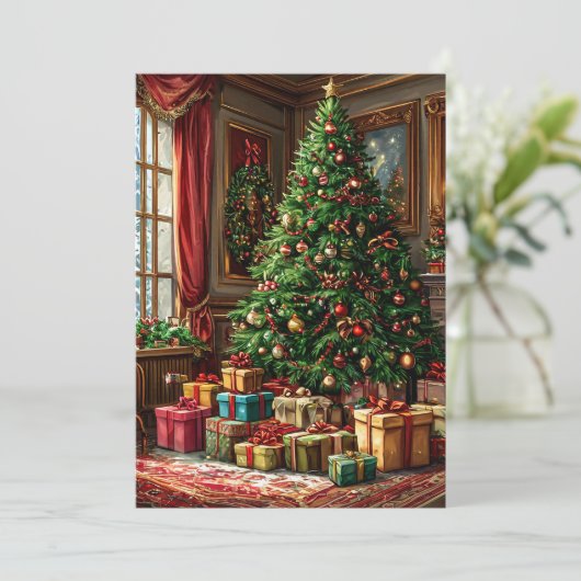 Weihnachtsbaum Feiertagskarte (Stehend Vorderseite)