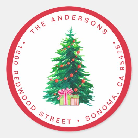 Weihnachtsbaum | Ferien-Rücksendeadresse Runder Aufkleber (Vorderseite)