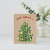 Weihnachtsbaum Festive Kraft Brown Paper Feiertagspostkarte (Stehend Vorderseite)