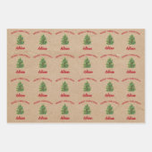 Weihnachtsbaum Festlicher Individuelle Name Kraft Geschenkpapier Set (Vorderseite)