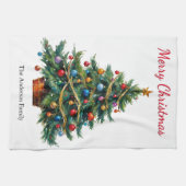 Weihnachtsbaum Festlicher Winterurlaub Personalisi Geschirrtuch (Horizontal)