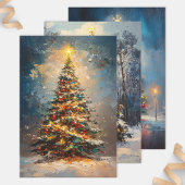 Weihnachtsbaum Fett Malerei Decoupage Geschenkpapier Set